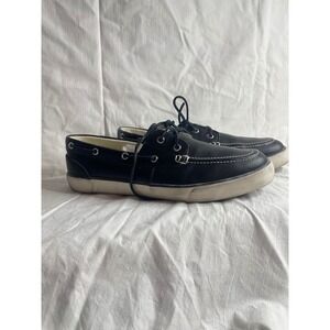 Polo Ralph Lauren Sander Black Leather Boat Shoes Mens Size 12D